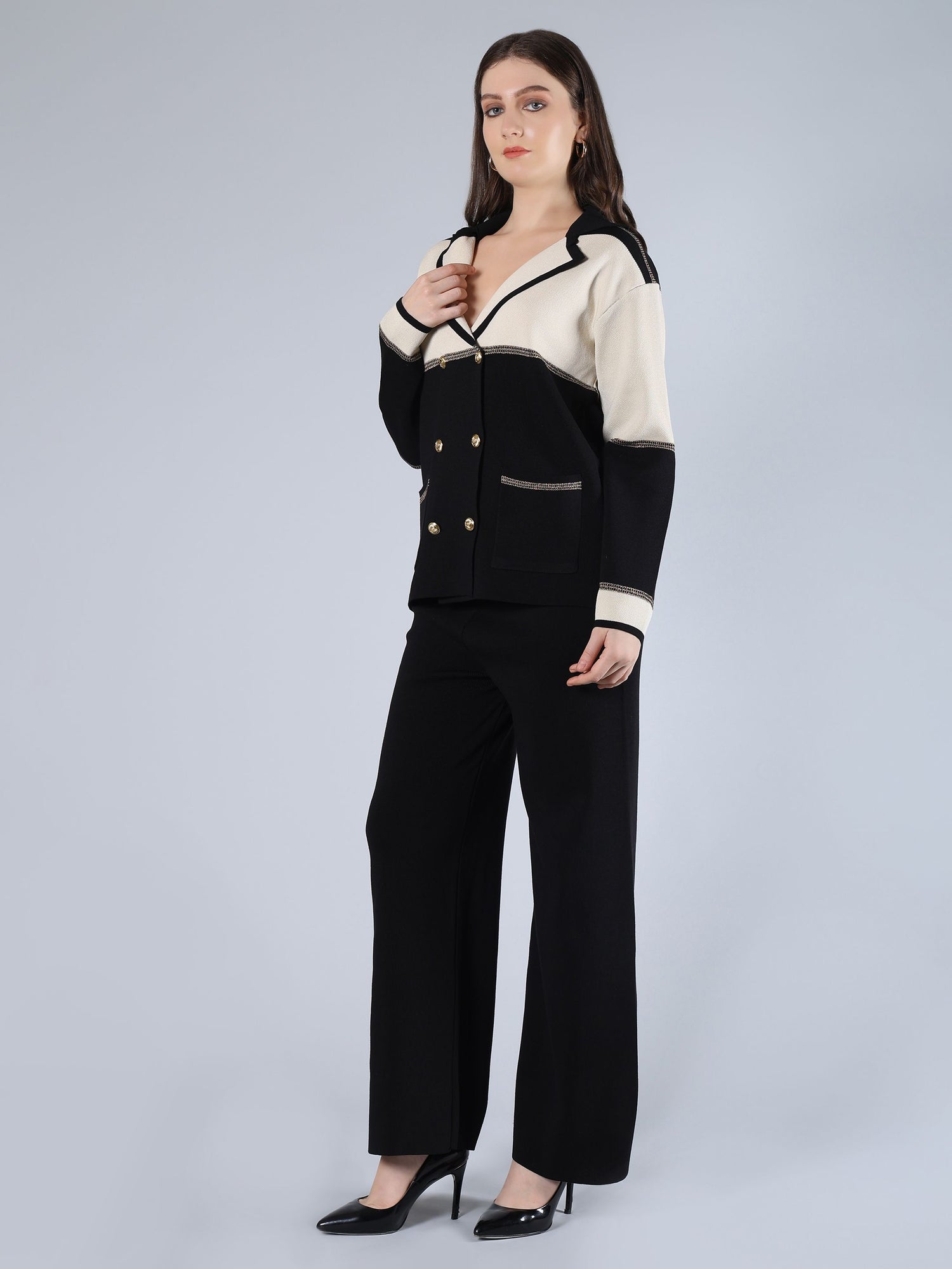 Buttoned Knit Cardigan &amp; Pant Set