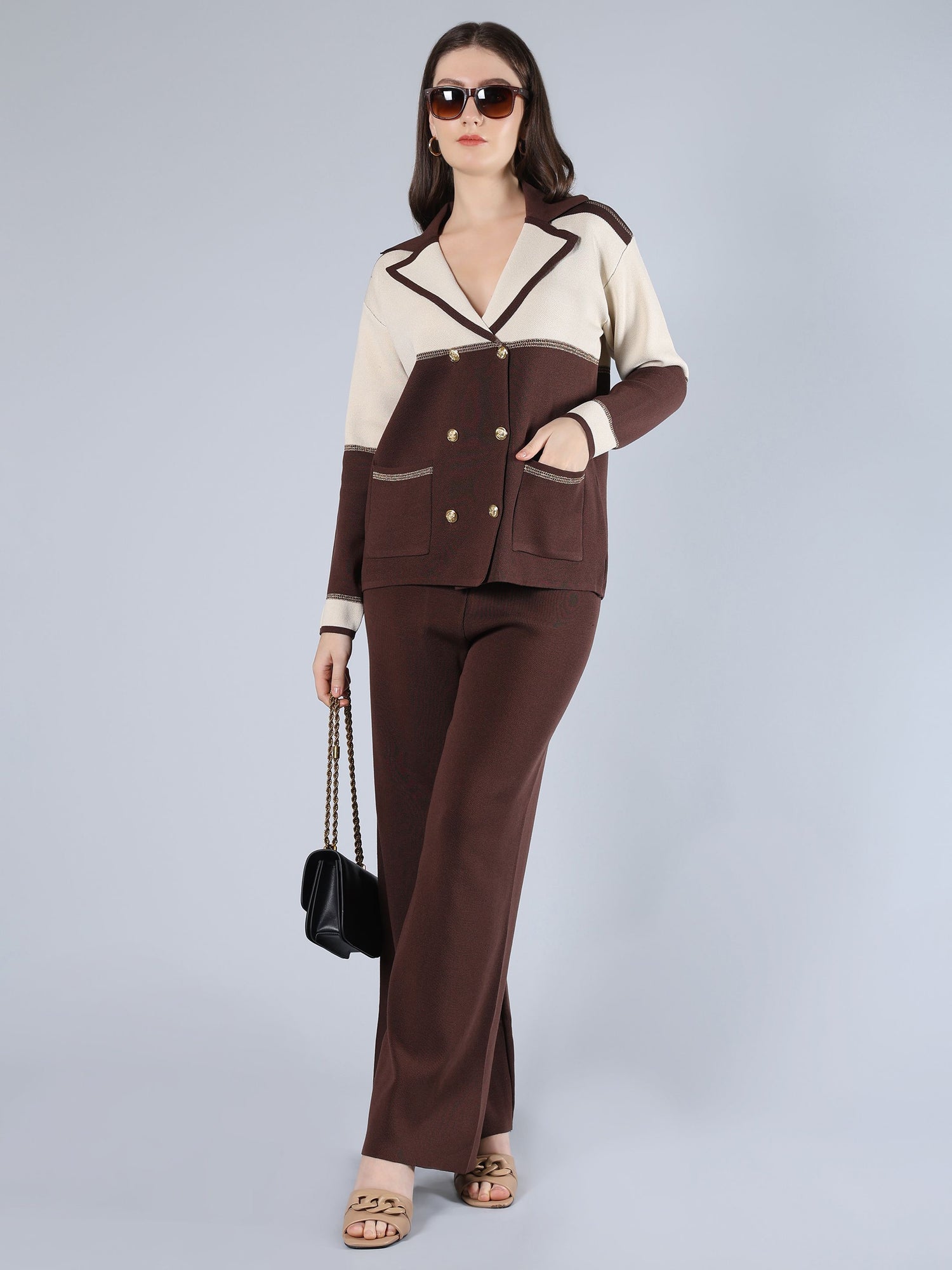 Buttoned Knit Cardigan &amp; Pant Set