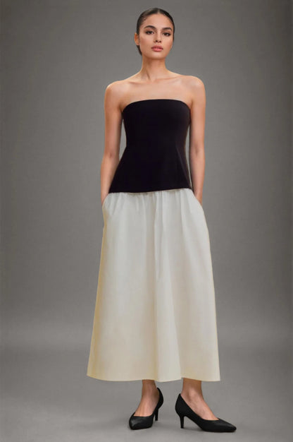 Colorblocked Strapless Maxi Dress