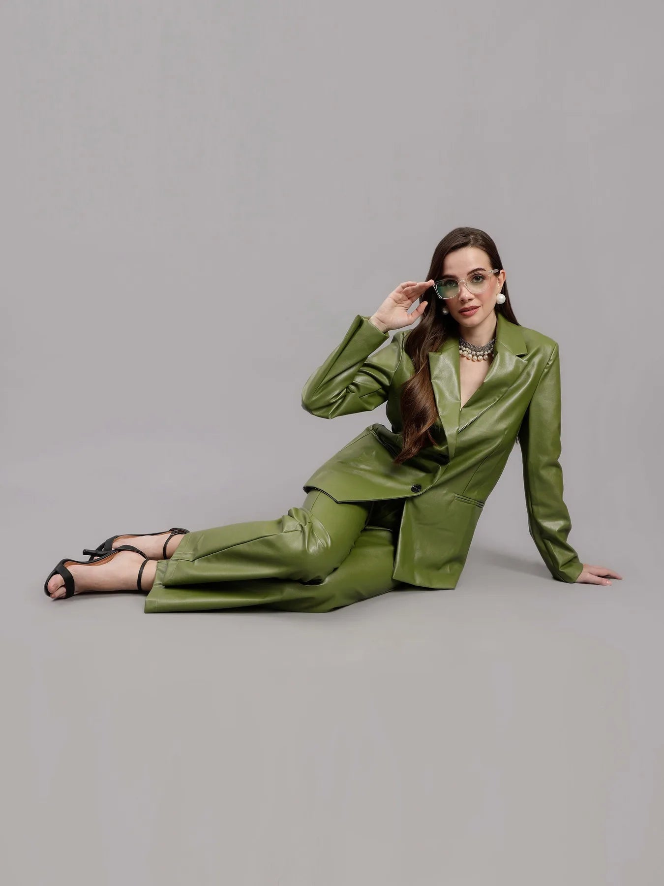 Faux Leather Formal Two Piece Set