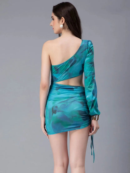 Smudge Camo Print Cutout Bodycon Dress