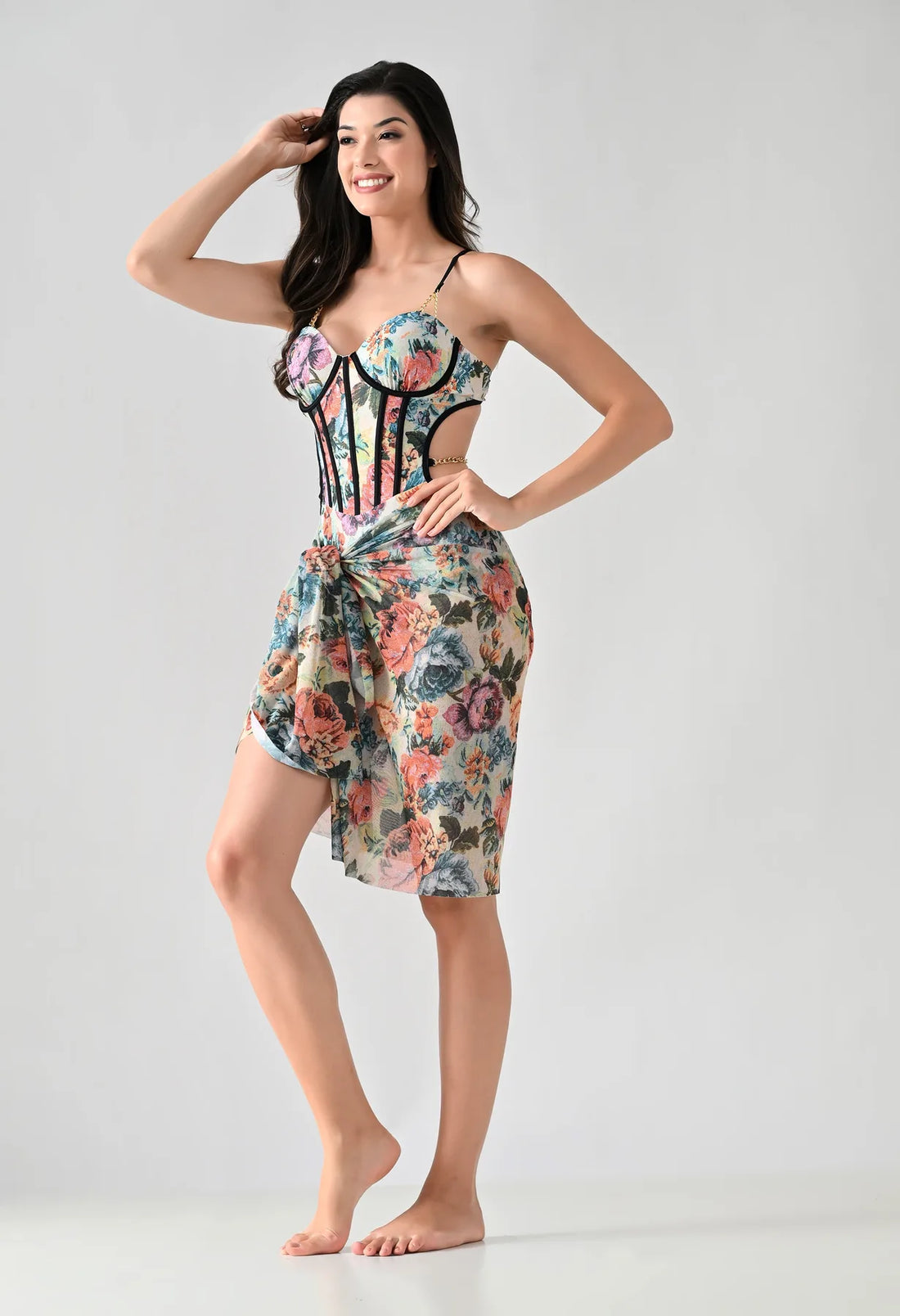 Corset-Style Monokini With Sarong