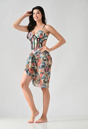 Corset-Style Monokini With Sarong