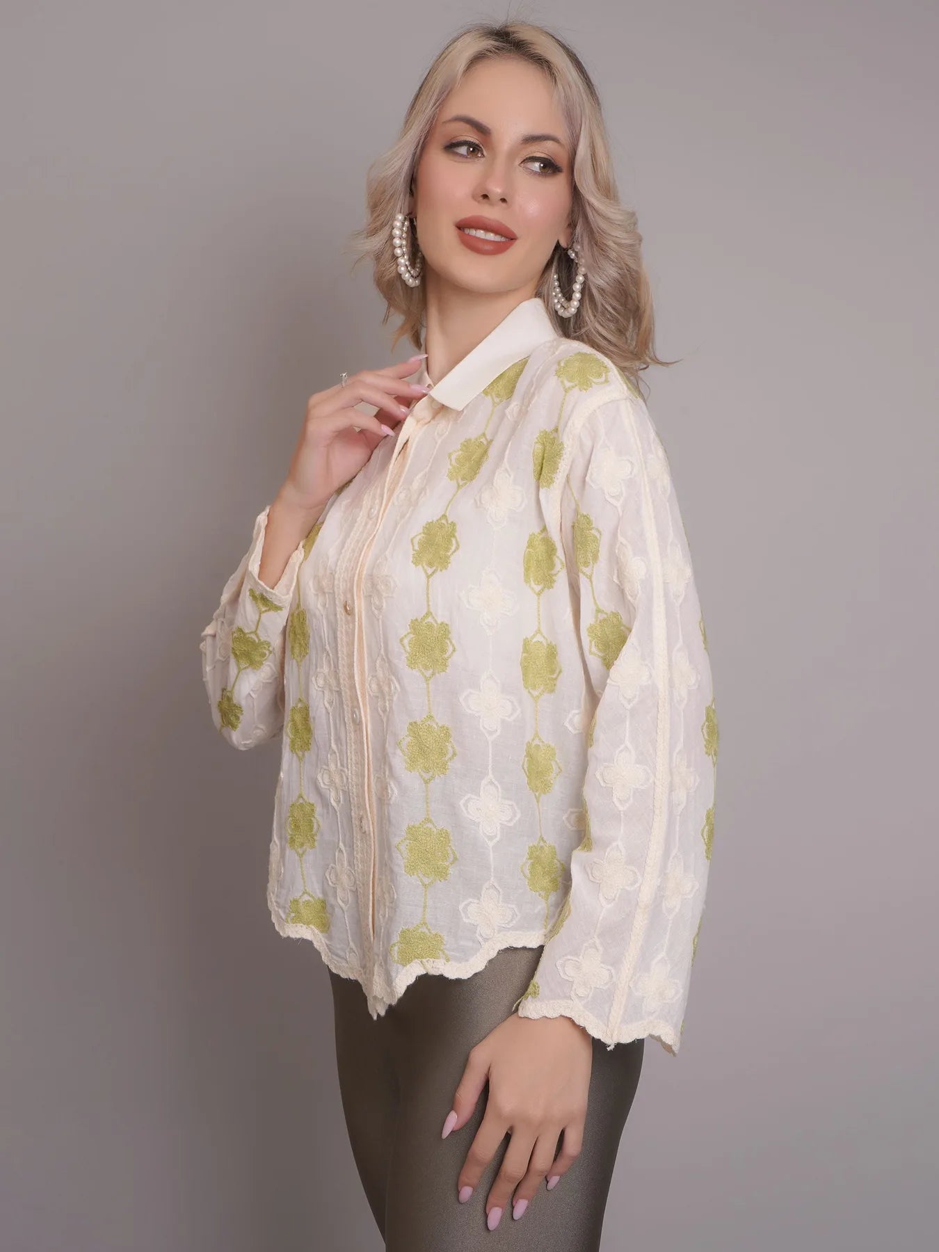 Chain Stitch Embroidered Shirt