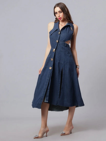 Hollow Out Denim Dress