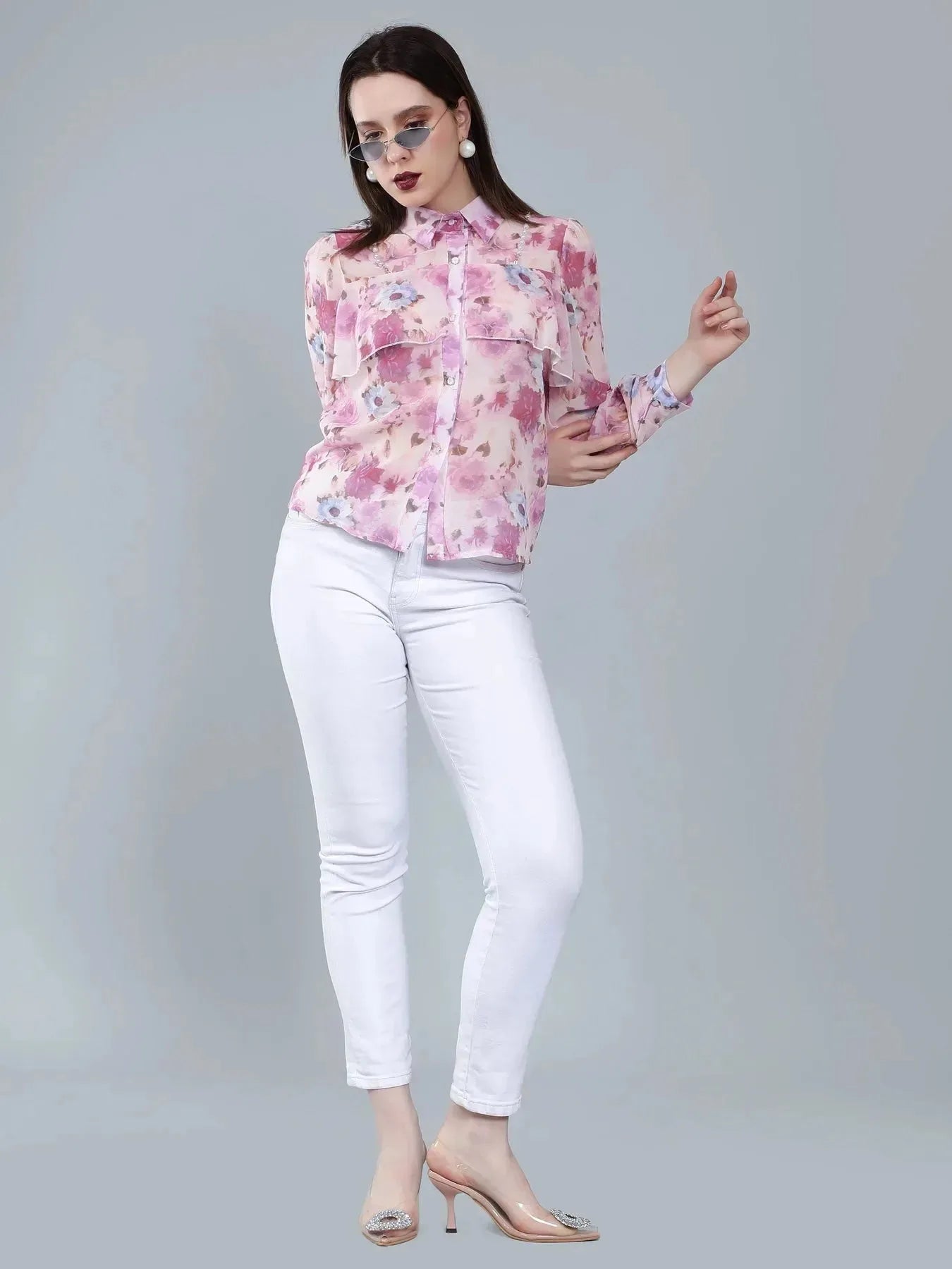 Ruffle Floral Shirt