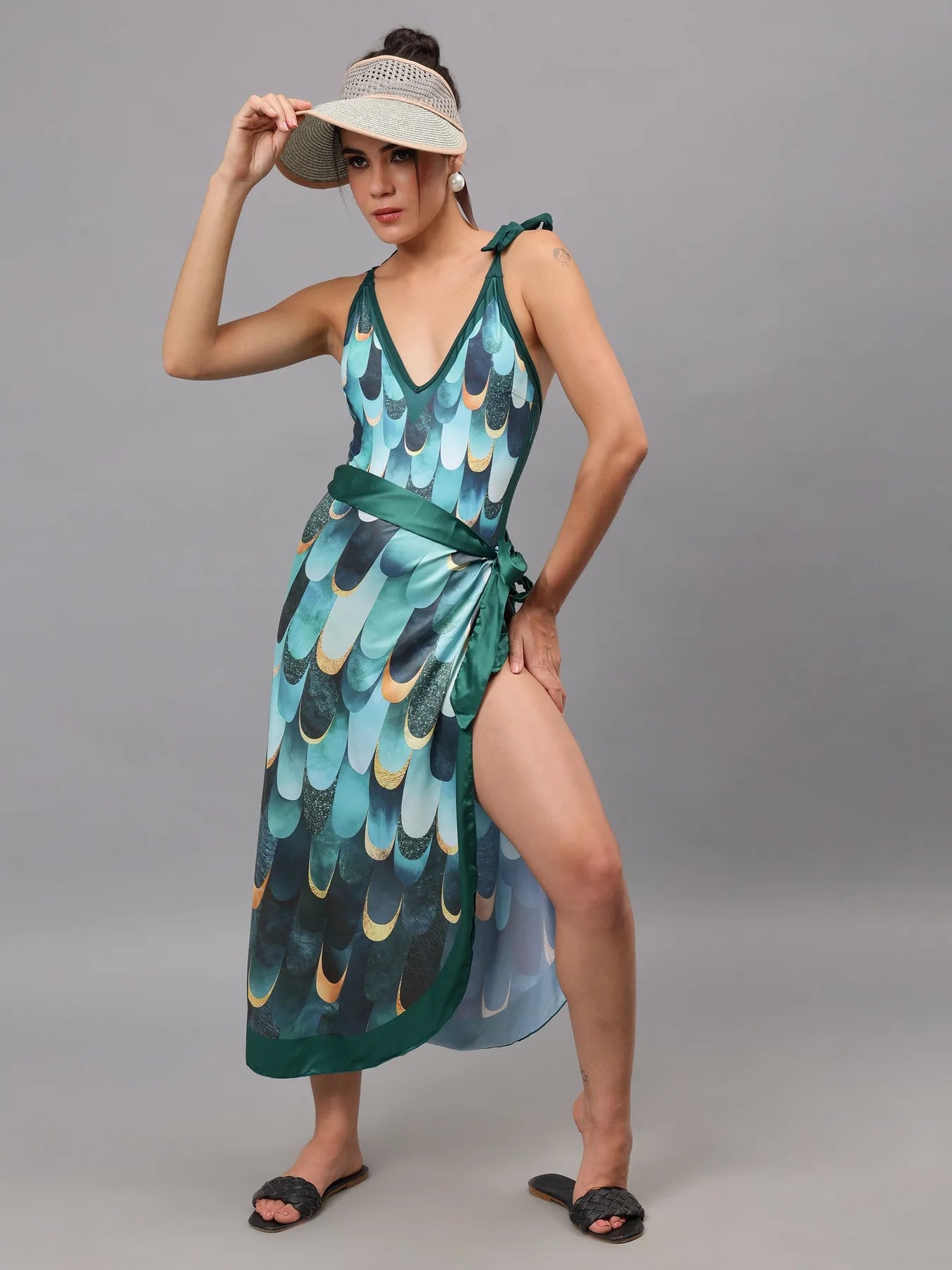 Printed Monokini With Sarong