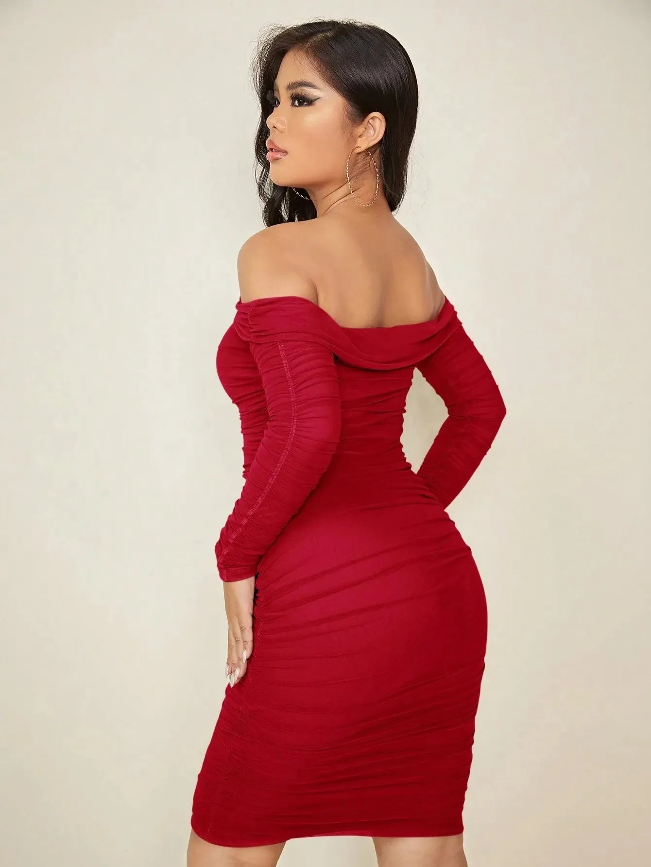 Sheer Mesh Off Shoulder Dress