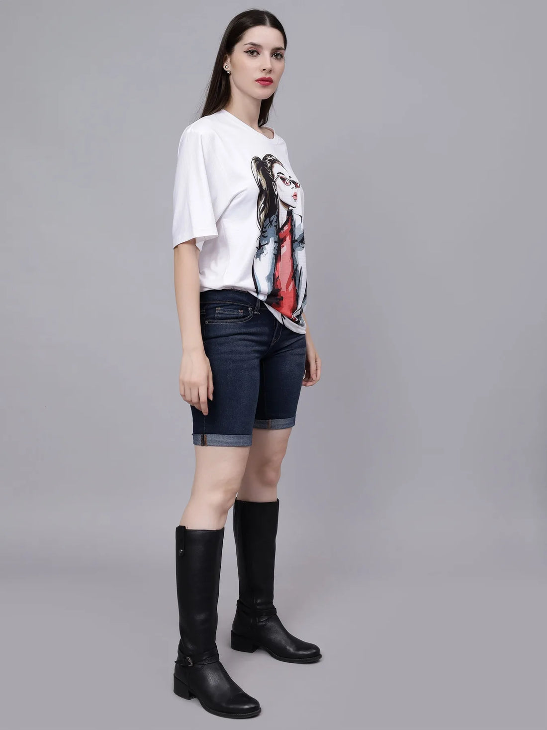 Stylish Girl Graphic Oversized T- Shirt