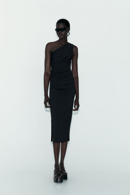 Fitted Asymmetric Draped Dress