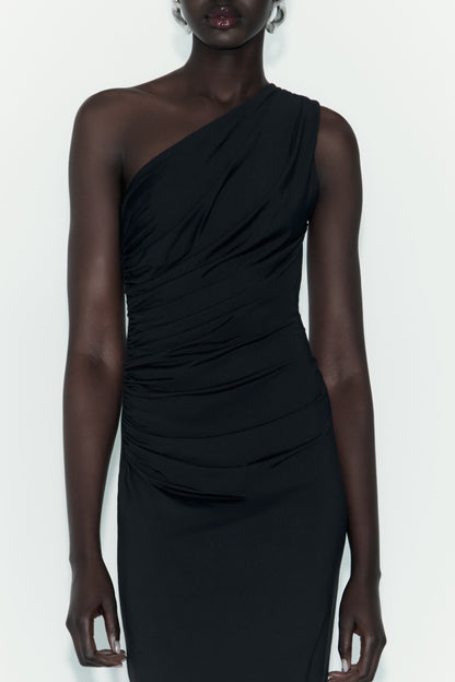 Fitted Asymmetric Draped Dress