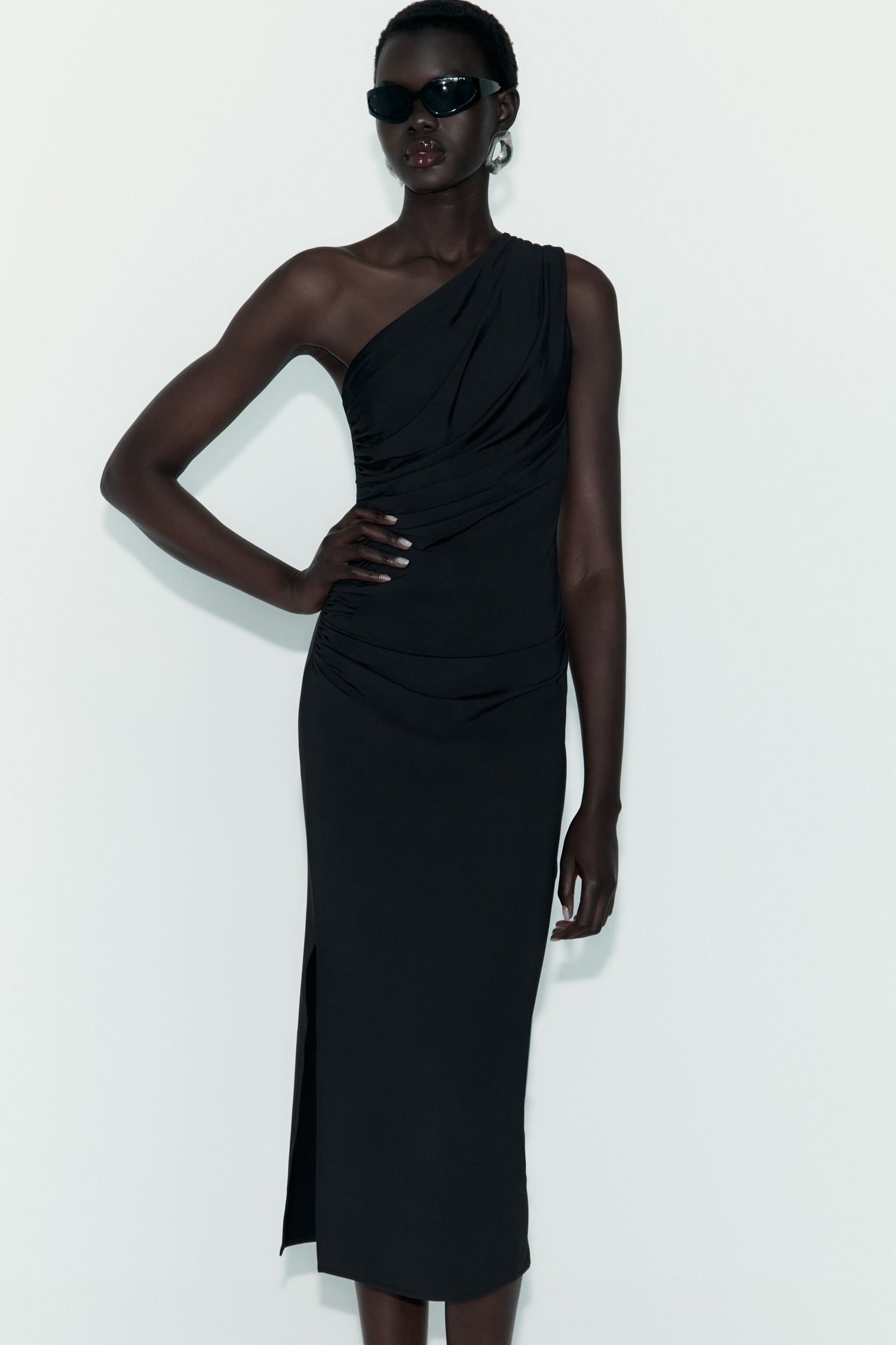 Fitted Asymmetric Draped Dress