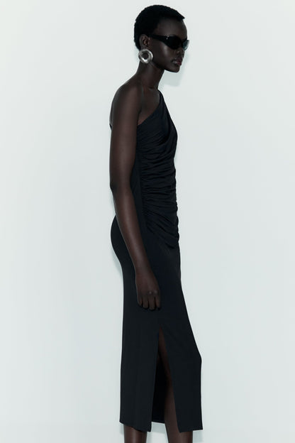 Fitted Asymmetric Draped Dress