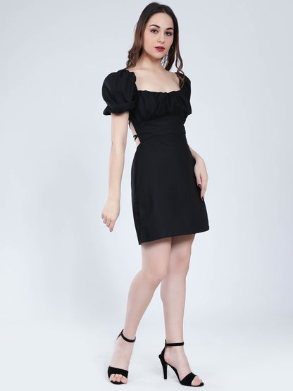 Off Shoulder Puff Sleeves Dress
