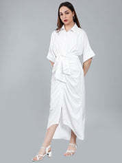 Cinched Waist Belted Shirt Dress
