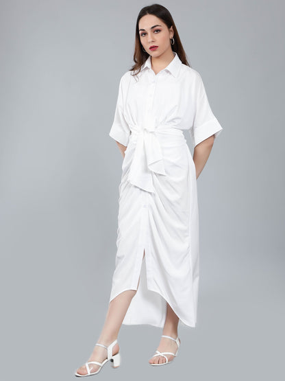 Cinched Waist Belted Shirt Dress