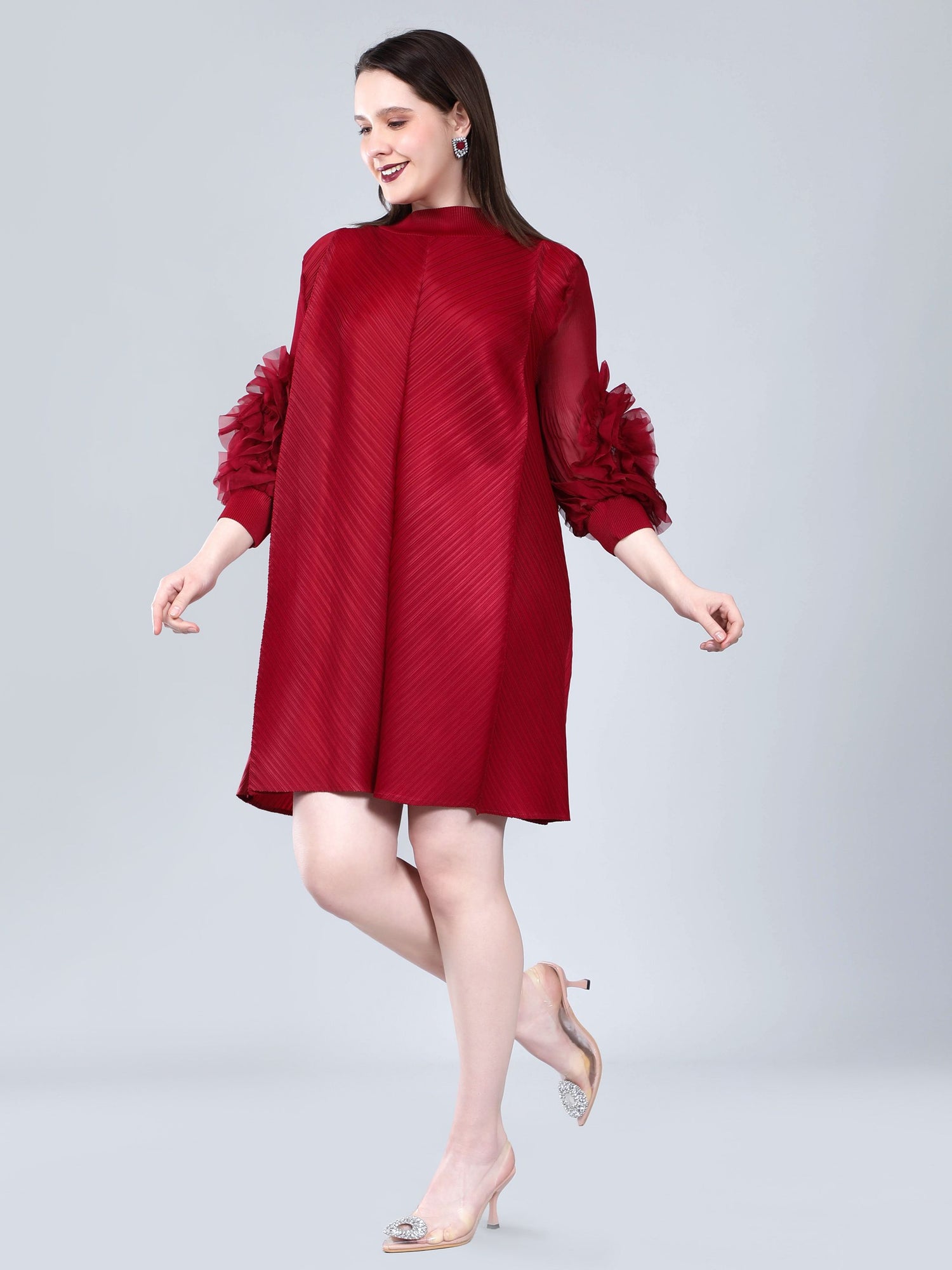 Vintage Flower Pleated Dress