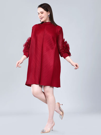 Vintage Flower Pleated Dress