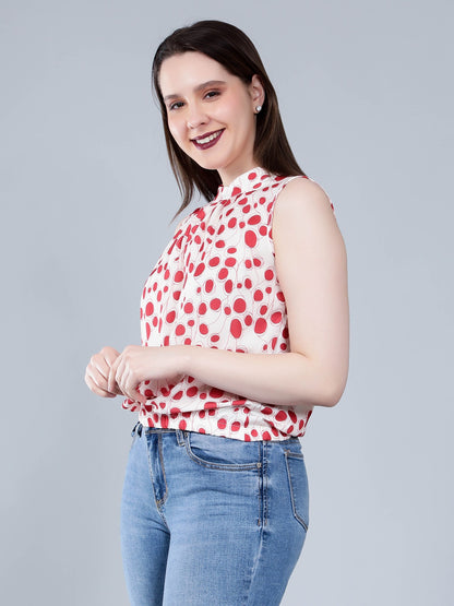 Band Neck Sleeveless Blouse