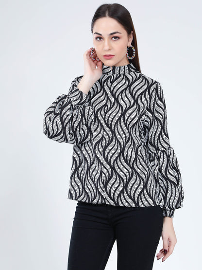 Swirl Leaf Printed Blouse