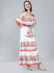 Floral Print Off-Shoulder Maxi Dress