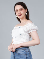 Puff Shoulder Smocked Top