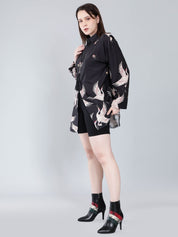 Crane Print Oversized Shirt