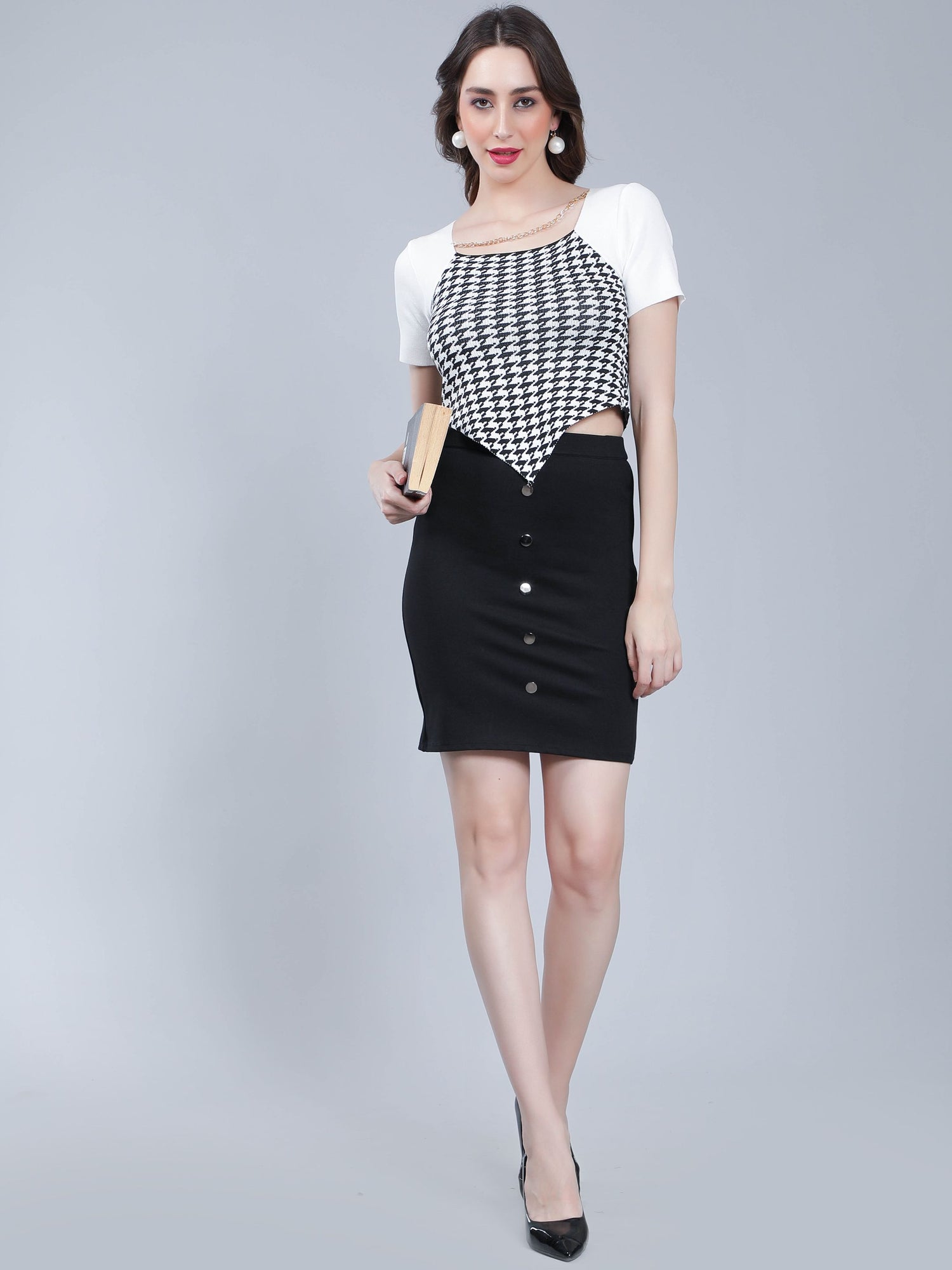 Front Buttons Short Skirt
