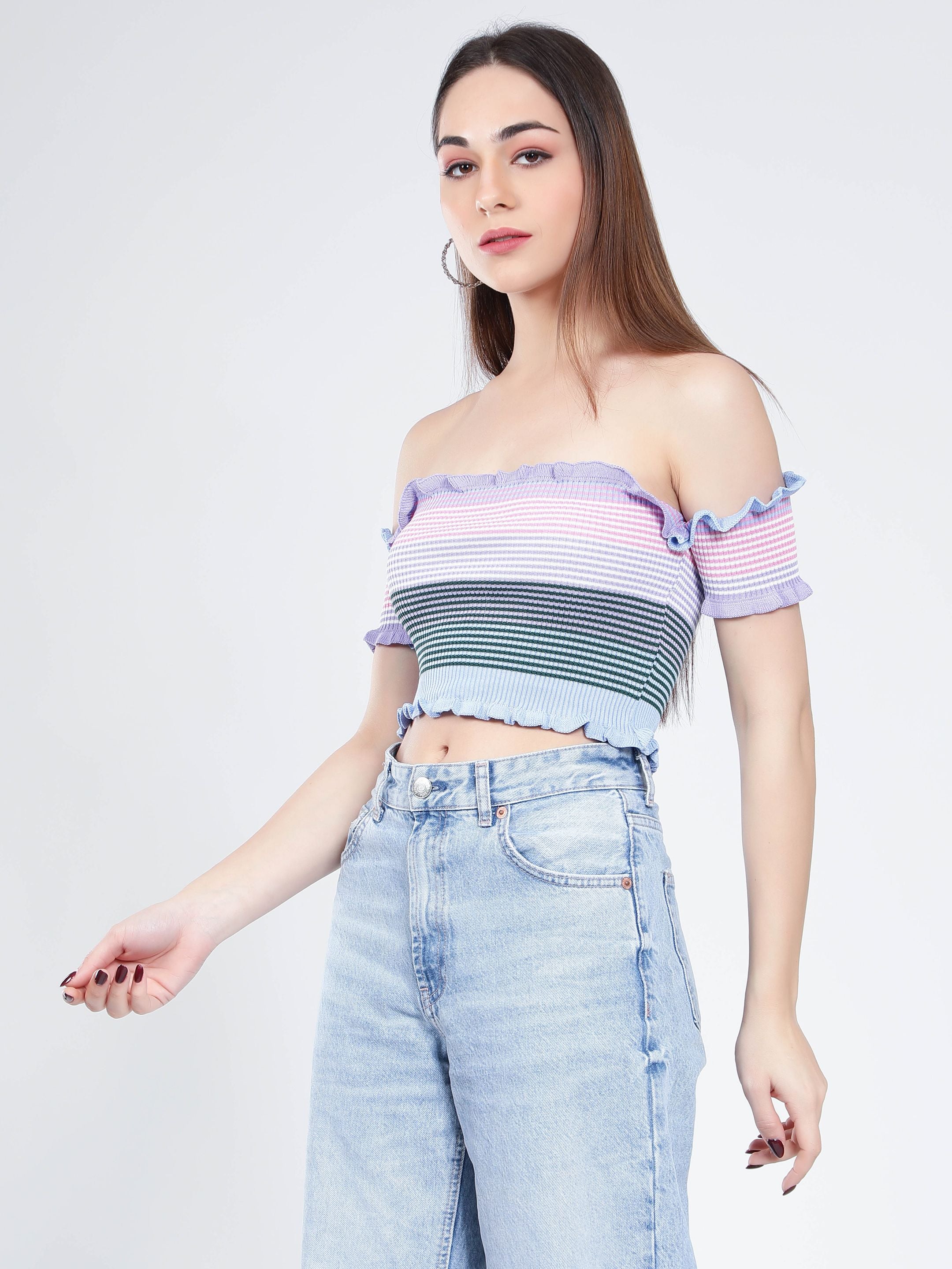 Bardot Rib Knit Top