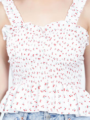 Smocking Cherry Print Top