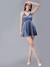 Pearl Straps Front Overlap Dress