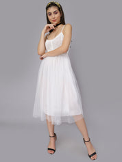 Summer Crochet Tulle Midi Dress