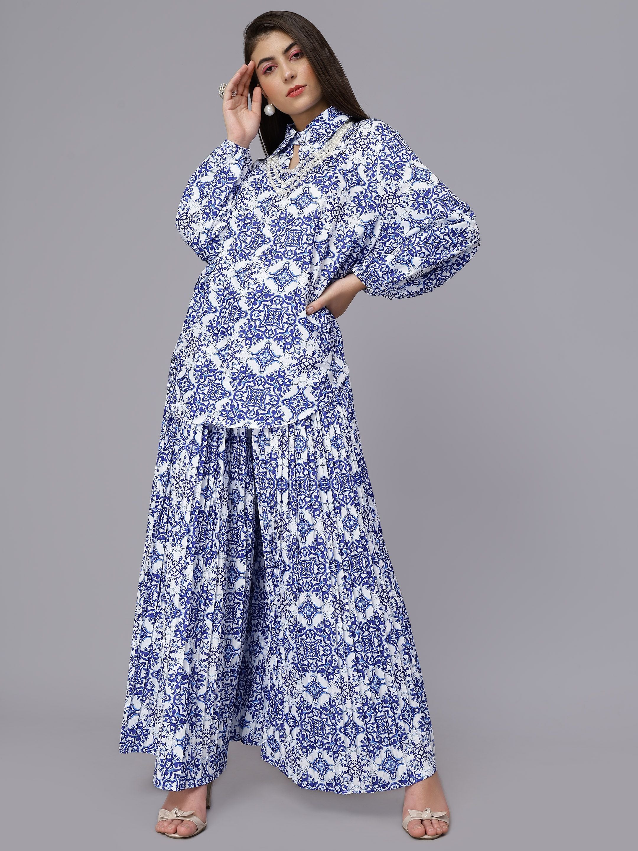 Majolica Print Oversized Two-Piece Set