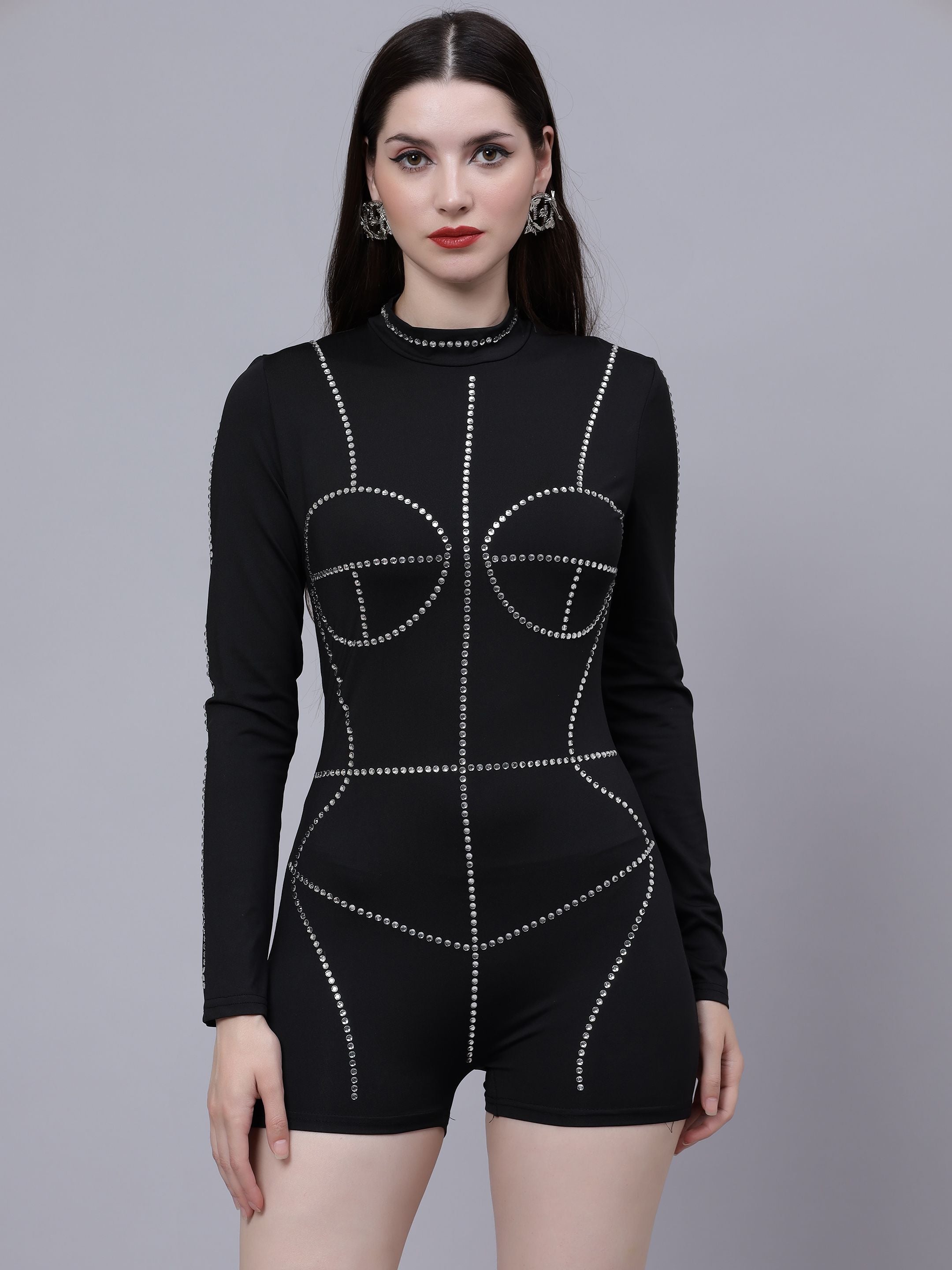 Rhinestone Stickon Detail Playsuit