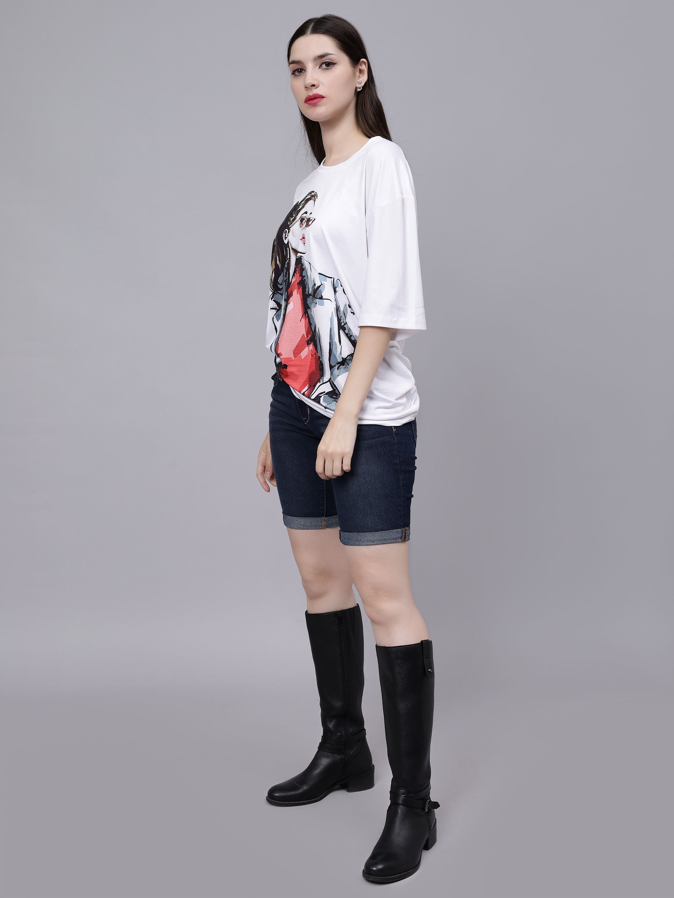 Stylish Girl Graphic Oversized T- Shirt