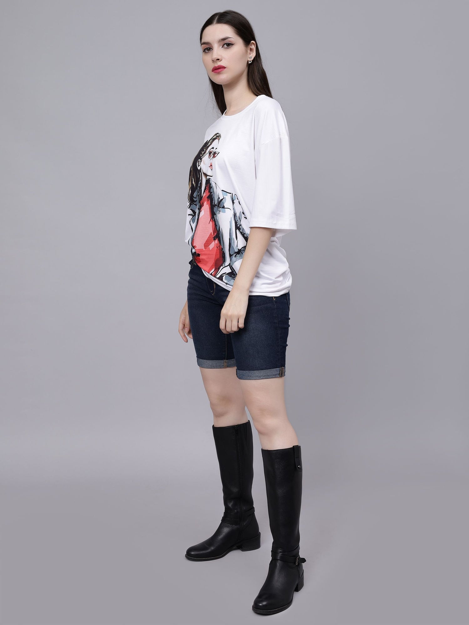 Stylish Girl Graphic Oversized T- Shirt
