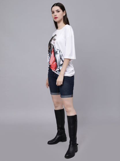 Stylish Girl Graphic Oversized T- Shirt