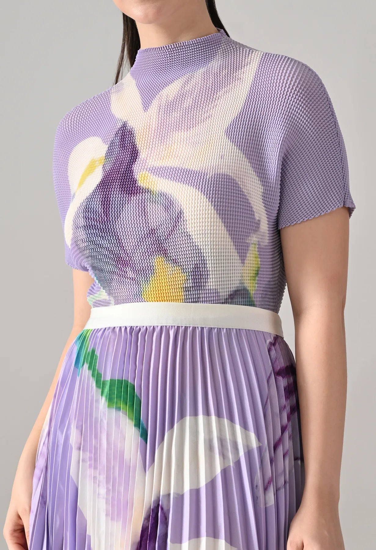 Chromatic Printed Pleated Two Piece Set