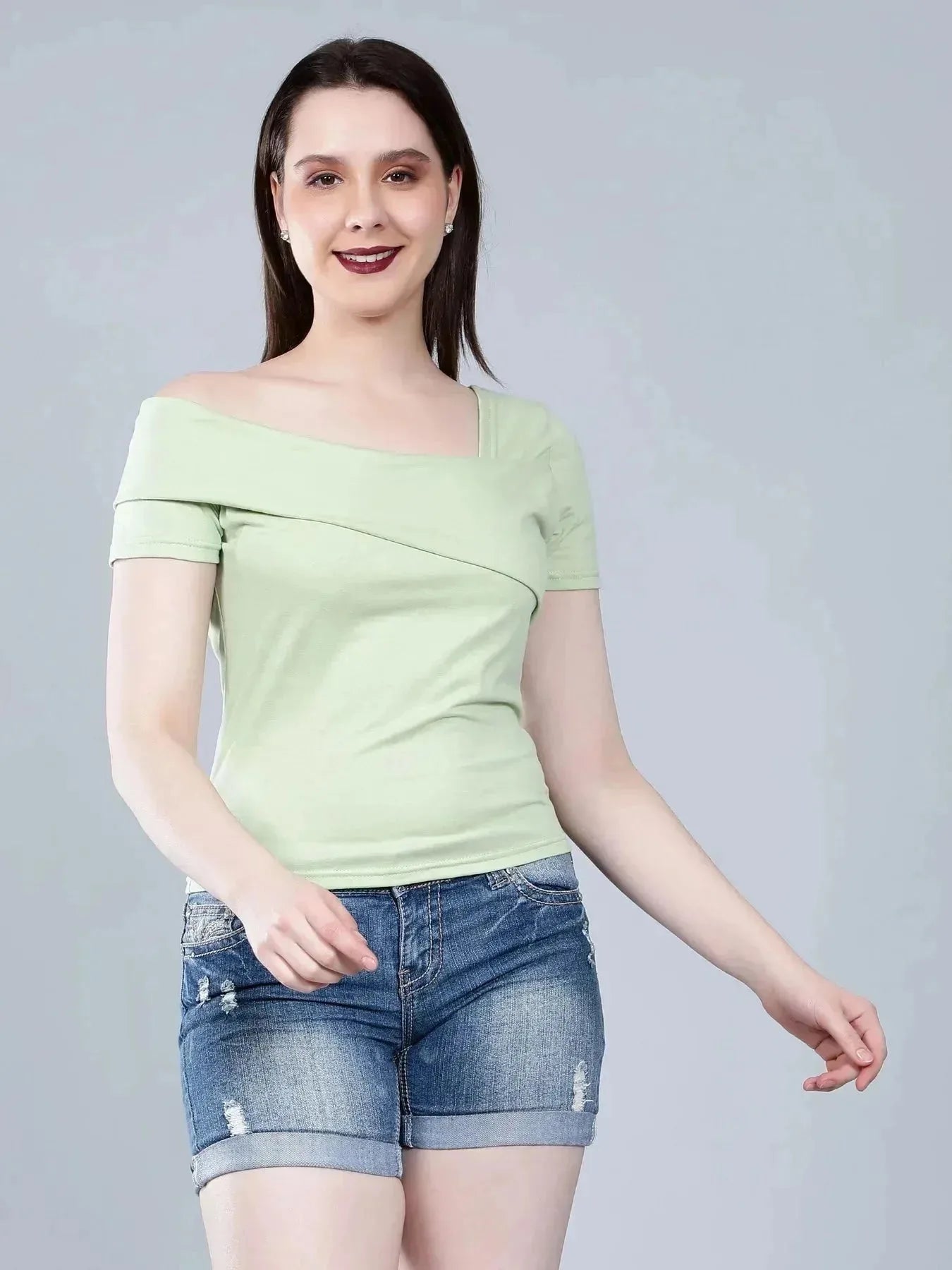 Asymmetric Neck T-Shirt