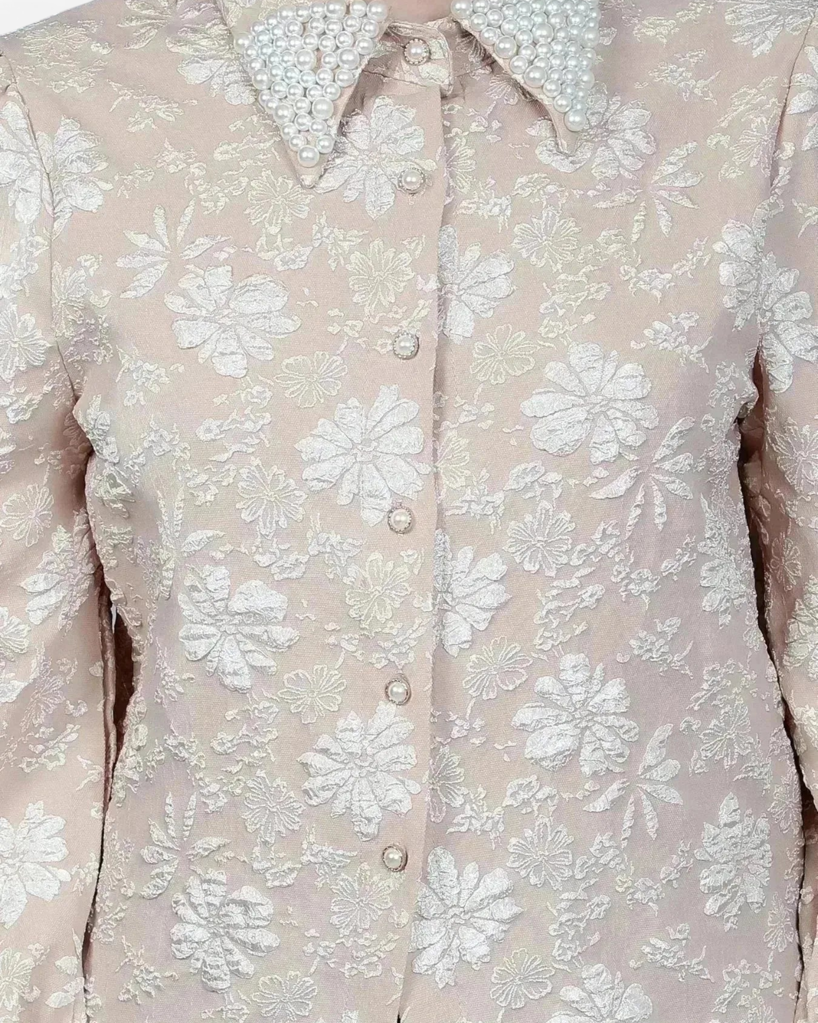 Pearl Beading Jacquard Shirt