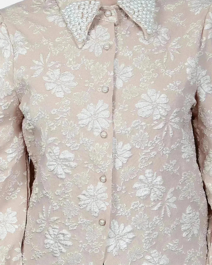Pearl Beading Jacquard Shirt