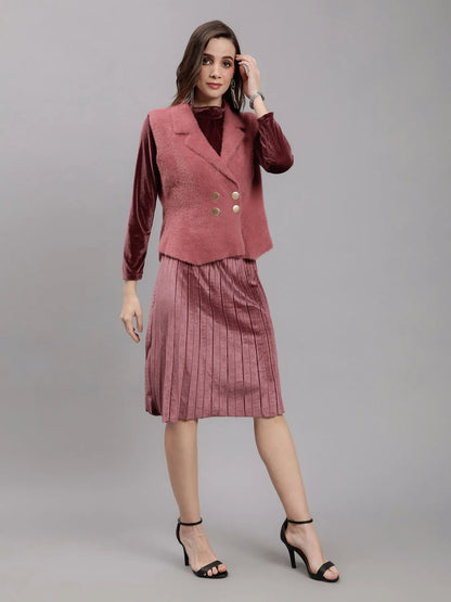 Sleeveless Jacket and Dress Set