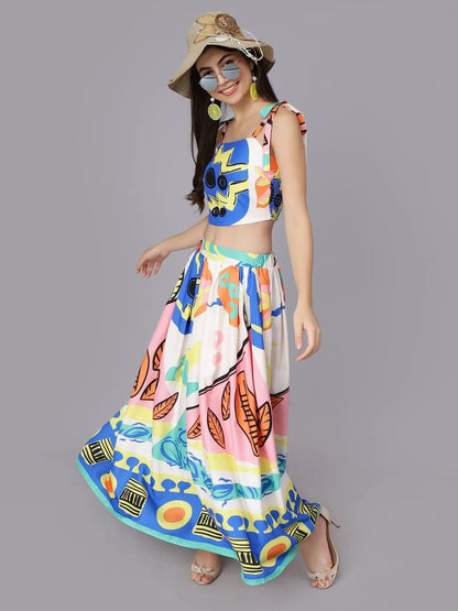 Sunray Printed Two Piece Set