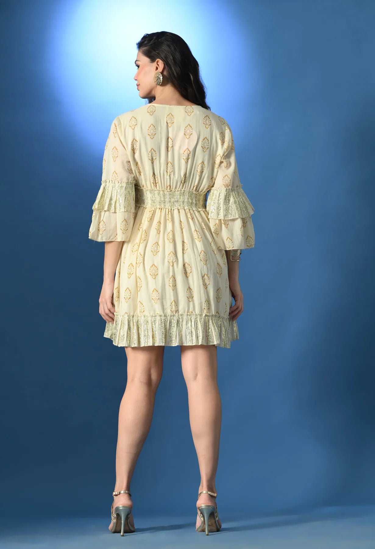 Stellar Bloom Beige Short Dress