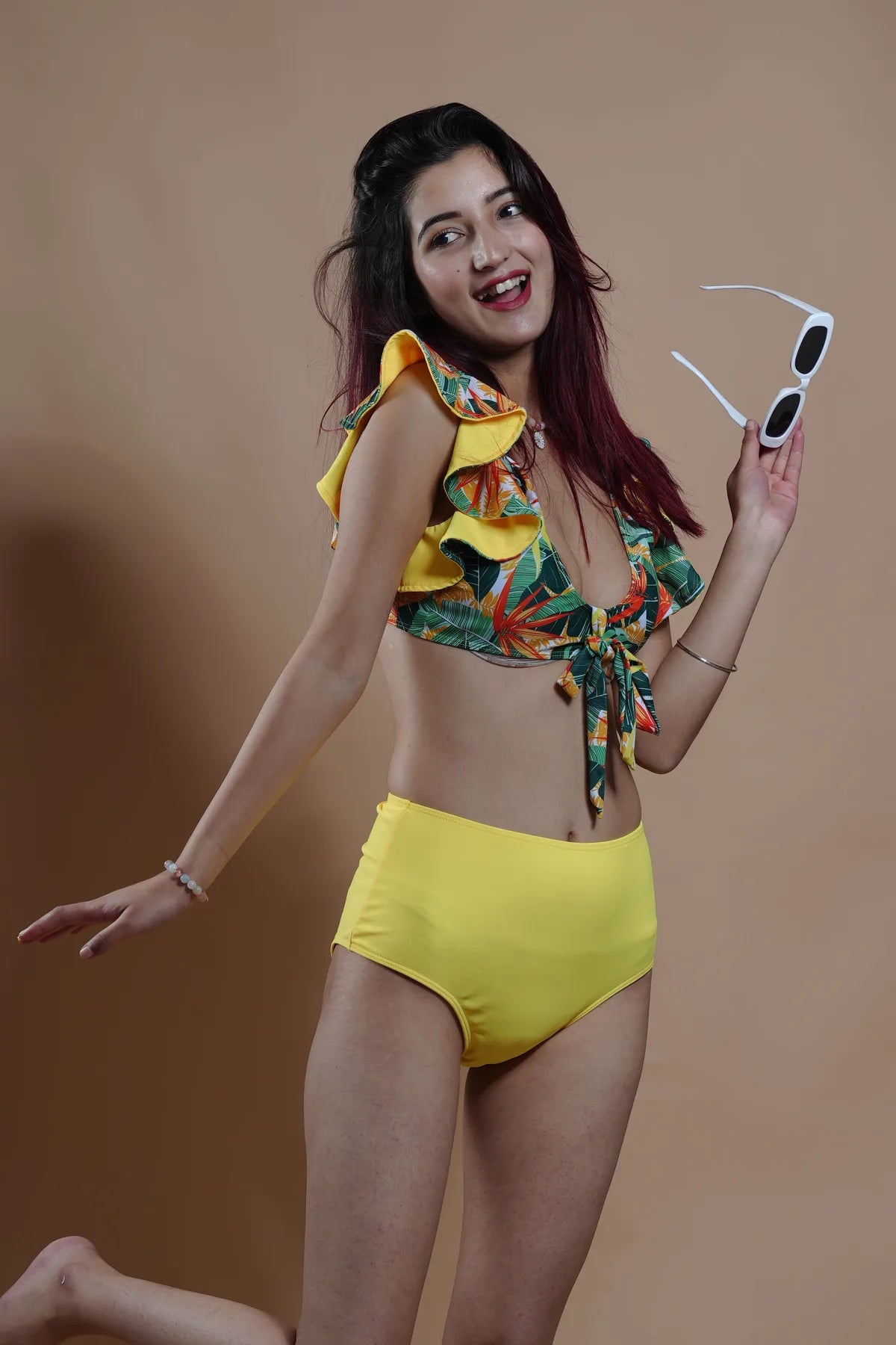 Plunge Tie-Knot Floral Bikini