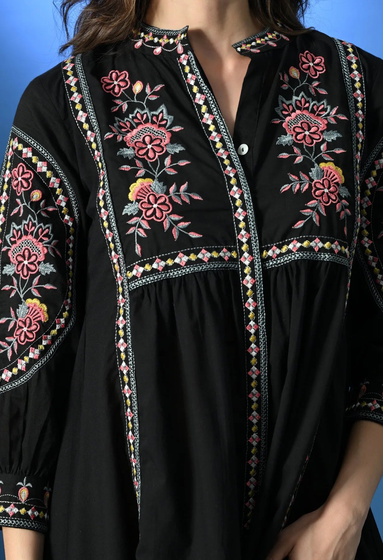 Shellora Embroidered Short Dress