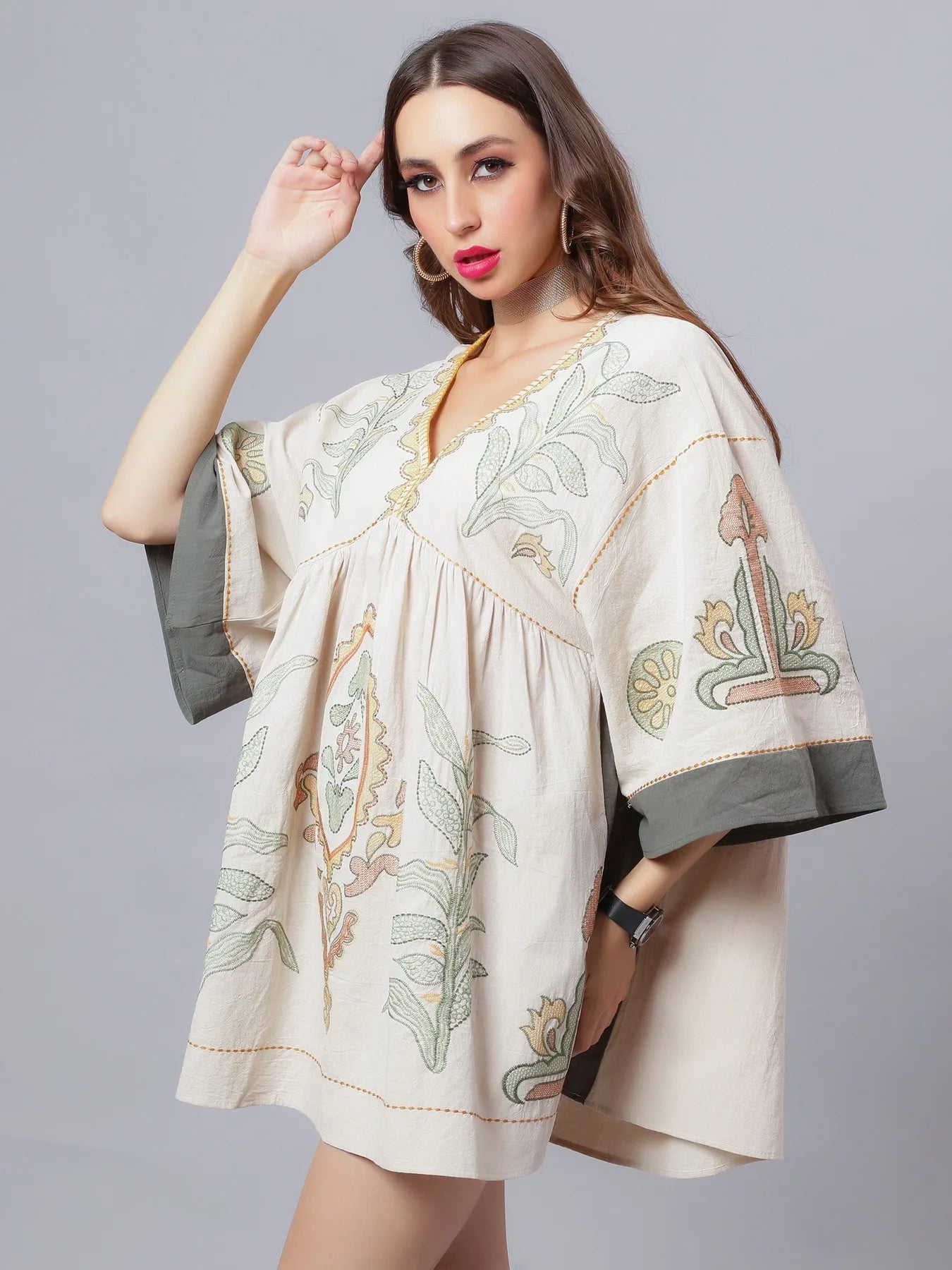 Embroidered Short Cover-Up