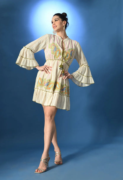 Olive Paisley Charm Short Dress