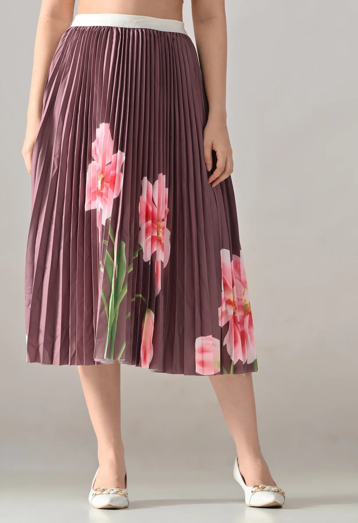 Floral Printed Pleated Two-Piece Set