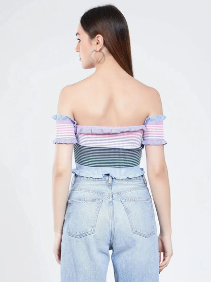 Bardot Rib Knit Top